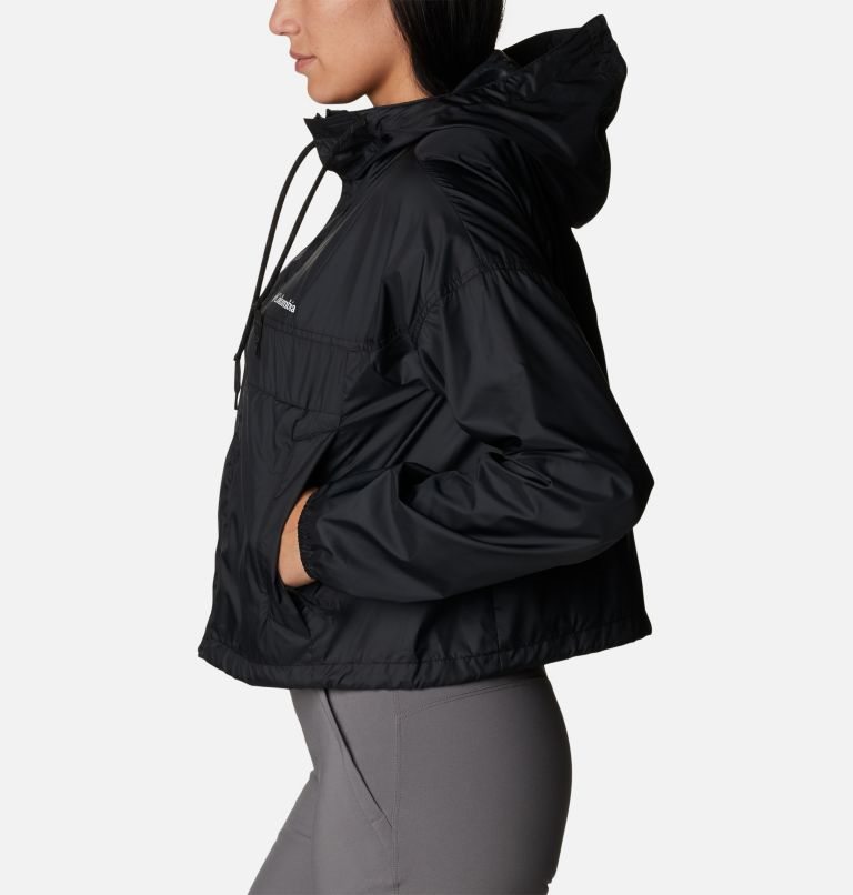Women's Columbia Flash Challenger Cropped Windbreaker Jackets Black | CA-B53A6