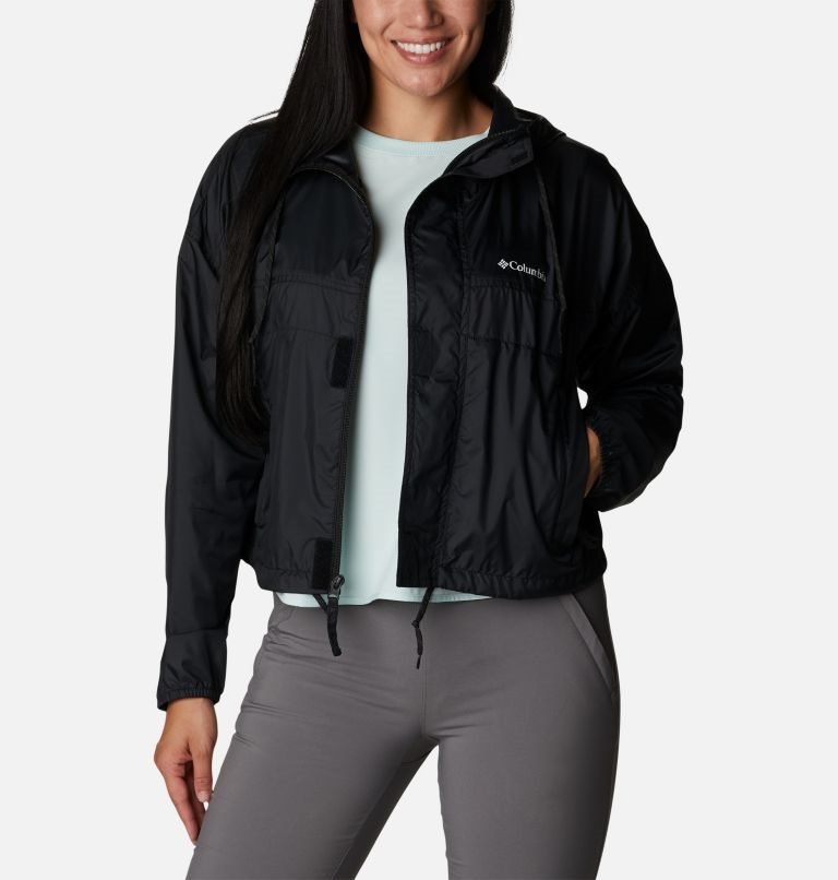 Women's Columbia Flash Challenger Cropped Windbreaker Jackets Black | CA-B53A6
