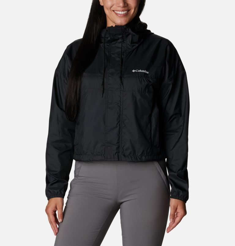 Women\'s Columbia Flash Challenger Cropped Windbreaker Jackets Black | CA-B53A6