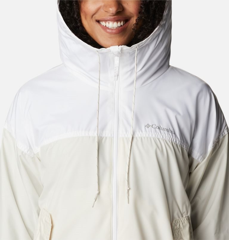 Women's Columbia Flash Challenger Fleece Lined Windbreaker Jackets Beige / White | CA-G06A3
