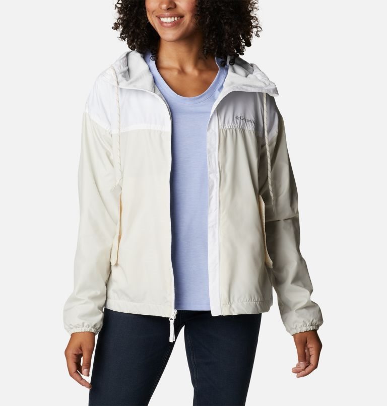 Women's Columbia Flash Challenger Fleece Lined Windbreaker Jackets Beige / White | CA-G06A3