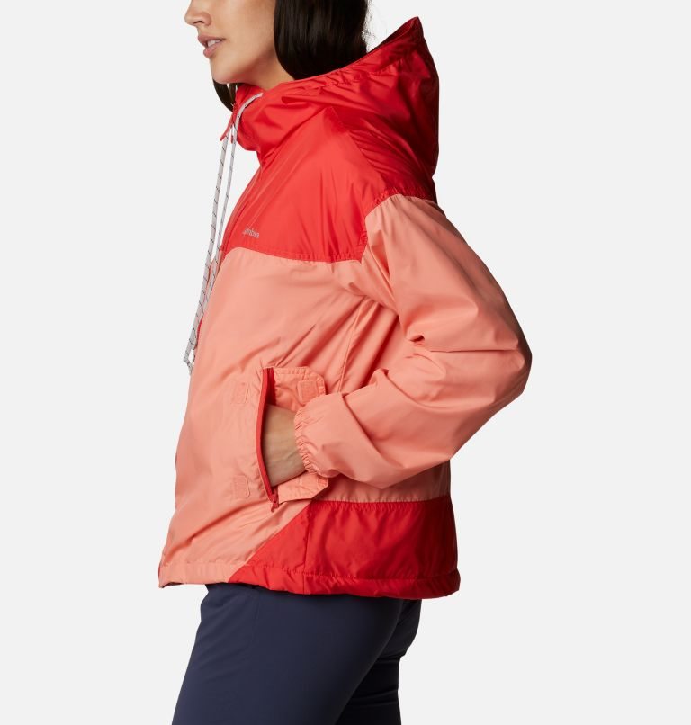 Women's Columbia Flash Challenger Fleece Lined Windbreaker Jackets Coral | CA-G1405