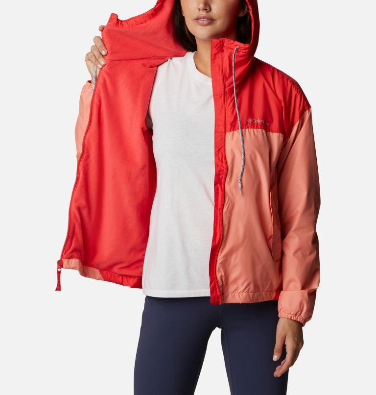 Women's Columbia Flash Challenger Fleece Lined Windbreaker Jackets Coral | CA-G1405