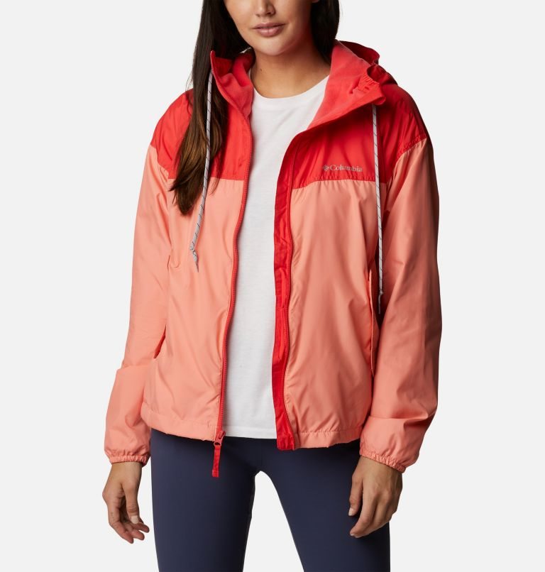 Women's Columbia Flash Challenger Fleece Lined Windbreaker Jackets Coral | CA-G1405
