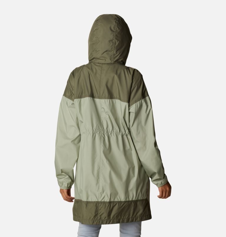 Women's Columbia Flash Challenger Long Windbreaker Jackets Olive | CA-B4108