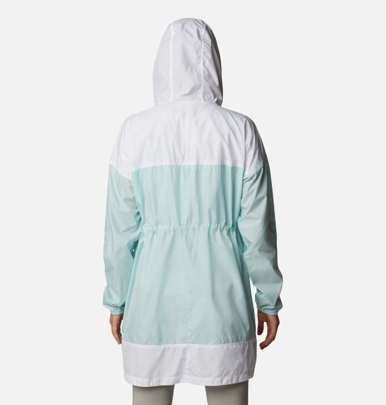 Women's Columbia Flash Challenger Long Windbreaker Jackets White / Turquoise | CA-Q4635