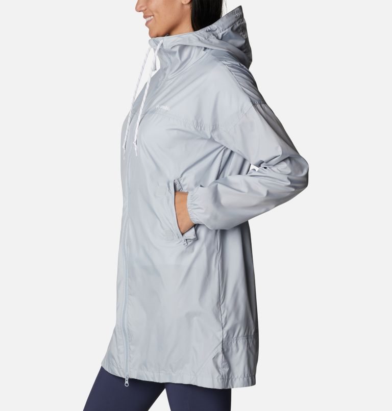 Women's Columbia Flash Challenger Long Windbreaker Jackets Light Grey | CA-T6083