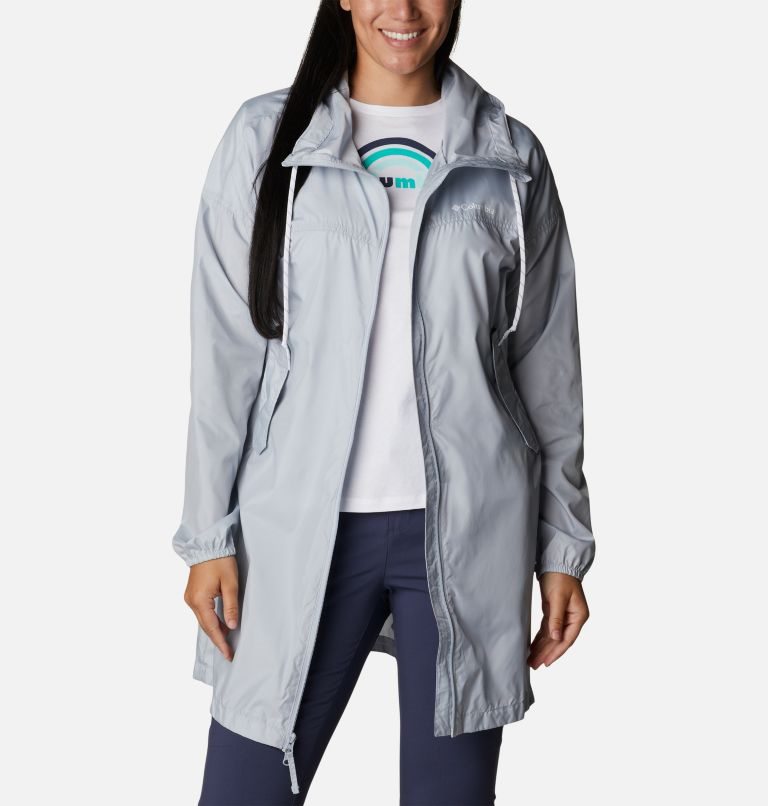 Women's Columbia Flash Challenger Long Windbreaker Jackets Light Grey | CA-T6083