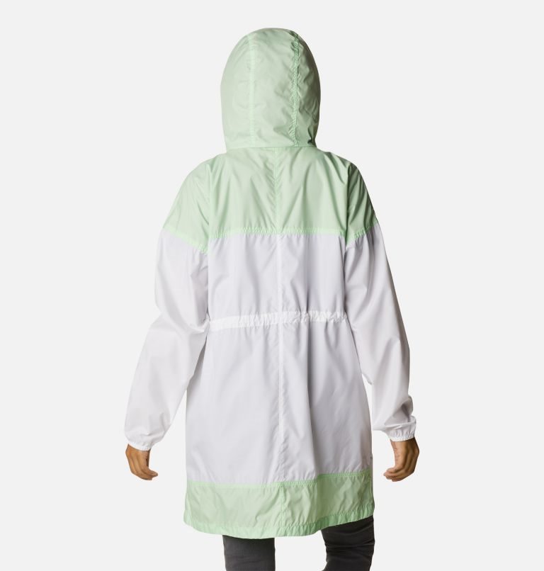 Women's Columbia Flash Challenger Long Windbreaker Jackets White / Mint | CA-T8546