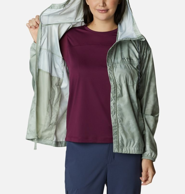 Women's Columbia Flash Challenger Novelty Windbreaker Jackets Olive | CA-M6C45