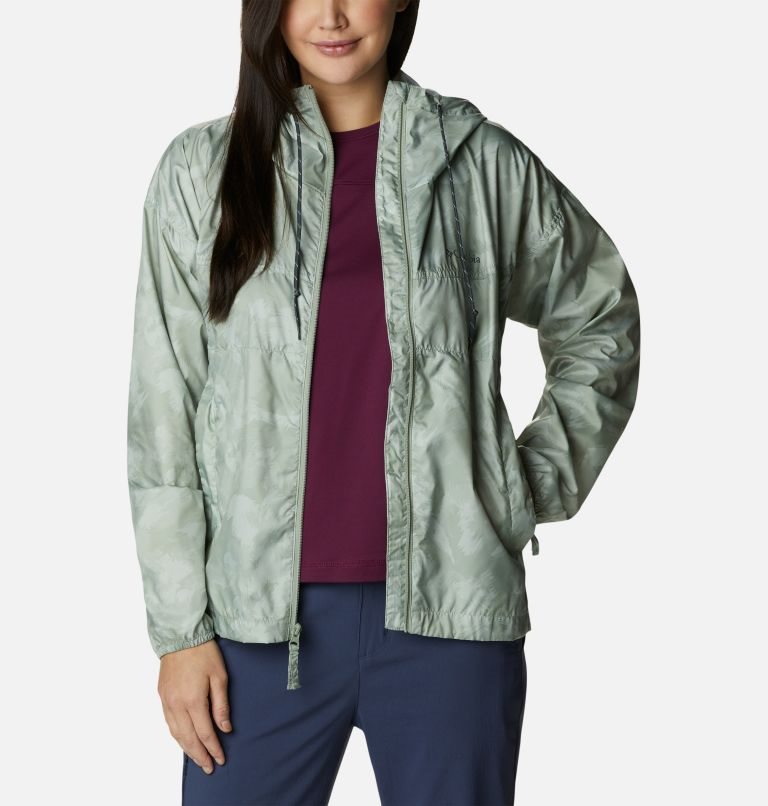 Women's Columbia Flash Challenger Novelty Windbreaker Jackets Olive | CA-M6C45
