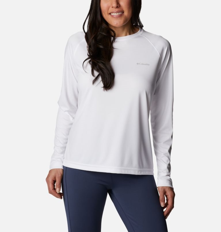 Women\'s Columbia Fork Stream Long Sleeve Sweatshirts White | CA-G431C