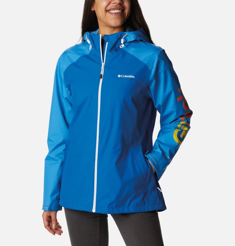 Women\'s Columbia GirlTrek Inner Limits Rain Jackets Blue | CA-S1348