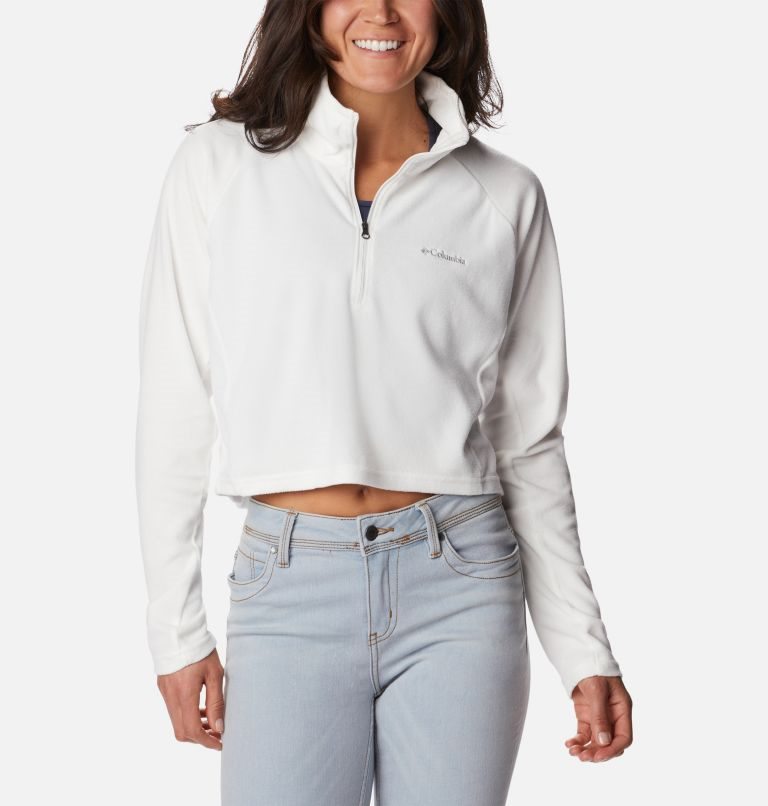 Women\'s Columbia Glacial Cropped Fleece II Sweatshirts White | CA-Q8346
