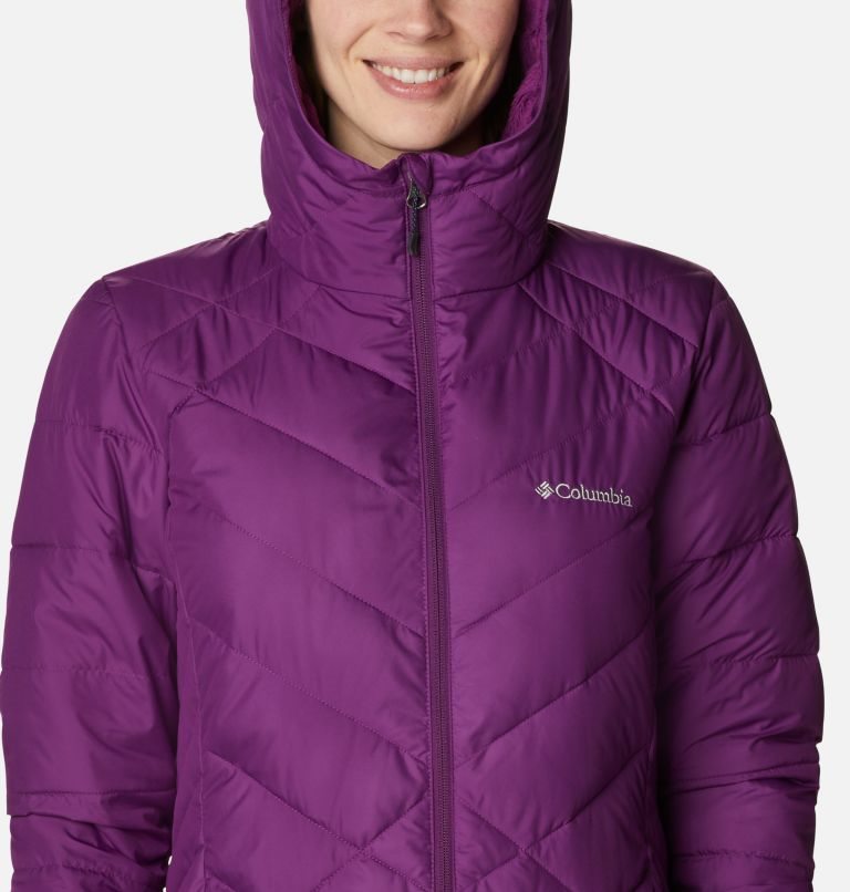 Women's Columbia Heavenly Long Hooded Down Jackets Purple | CA-P5LCA