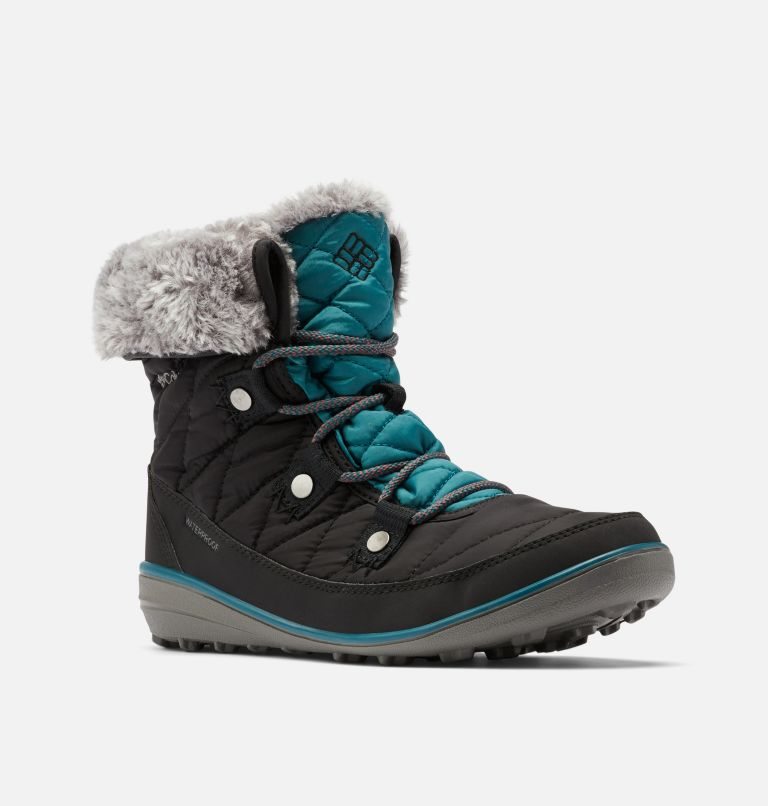 Women's Columbia Heavenly Shorty Omni-Heat Boots Black / Turquoise | CA-W38L1