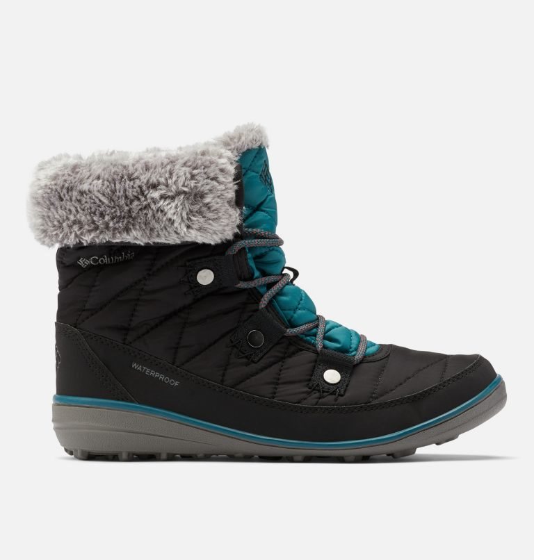 Women\'s Columbia Heavenly Shorty Omni-Heat Boots Black / Turquoise | CA-W38L1
