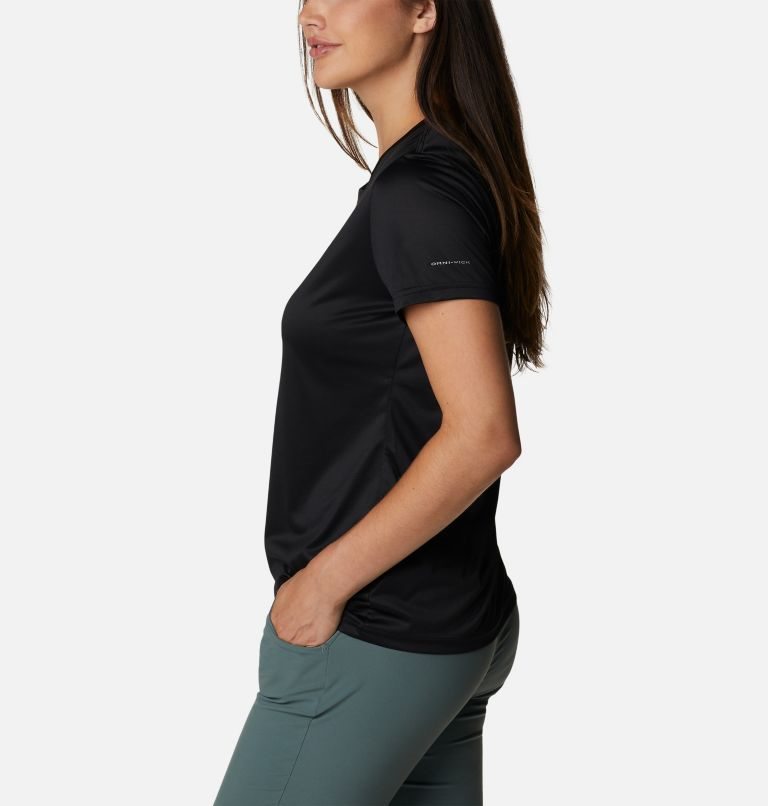 Women's Columbia Hike Crew T Shirts Black | CA-P5C64