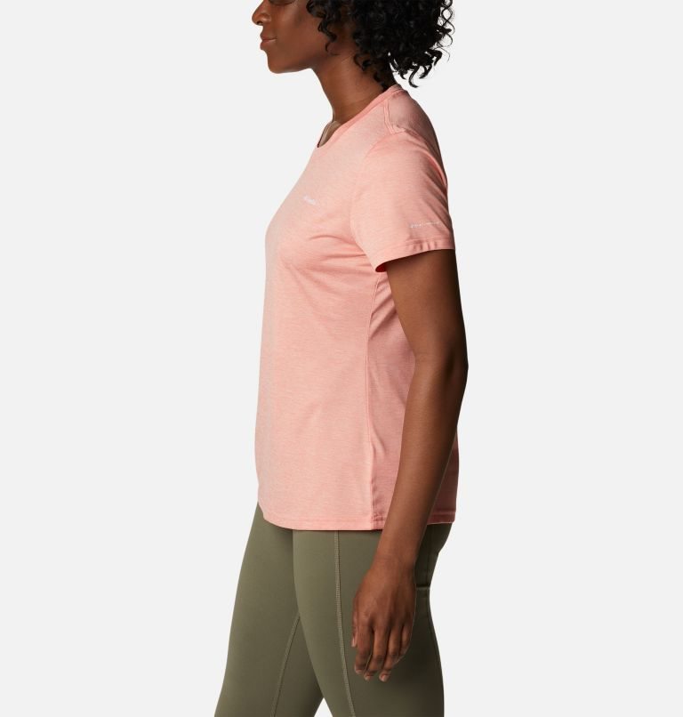 Women's Columbia Hike Crew T Shirts Coral | CA-F8A4C