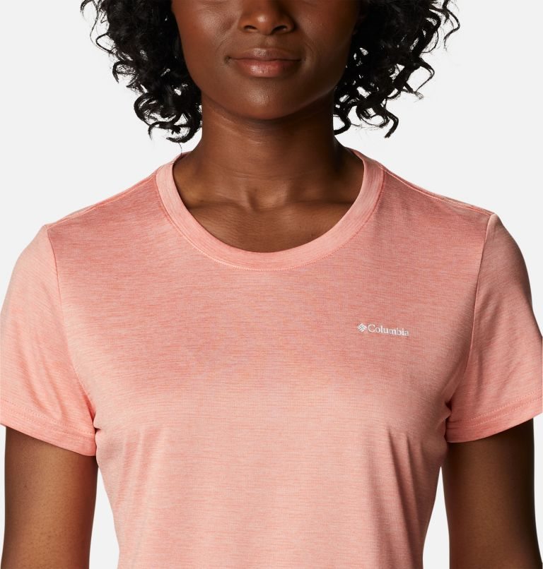 Women's Columbia Hike Crew T Shirts Coral | CA-F8A4C