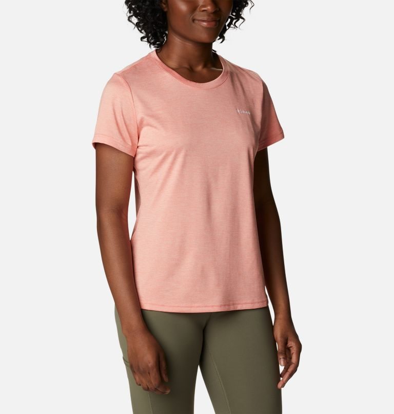 Women's Columbia Hike Crew T Shirts Coral | CA-F8A4C