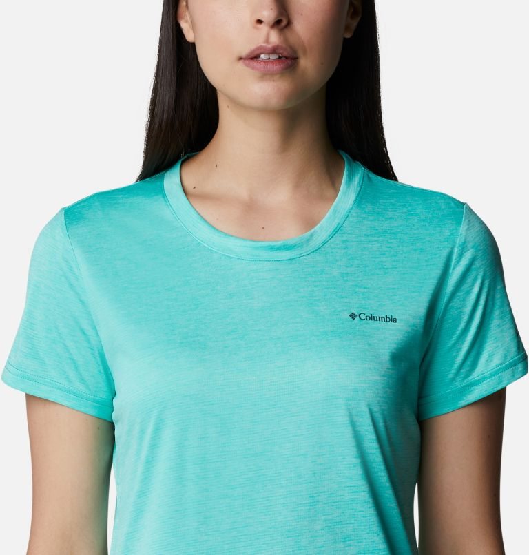 Women's Columbia Hike Crew T Shirts Turquoise | CA-YAC8L