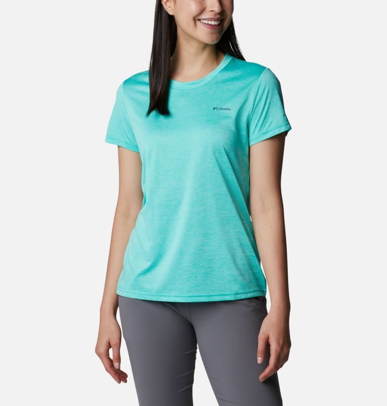 Women\'s Columbia Hike Crew T Shirts Turquoise | CA-YAC8L