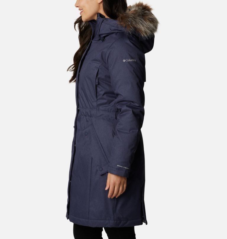 Women's Columbia Juniper Ridge Omni-Heat Infinity Down Parka Jackets Navy | CA-O0AC1