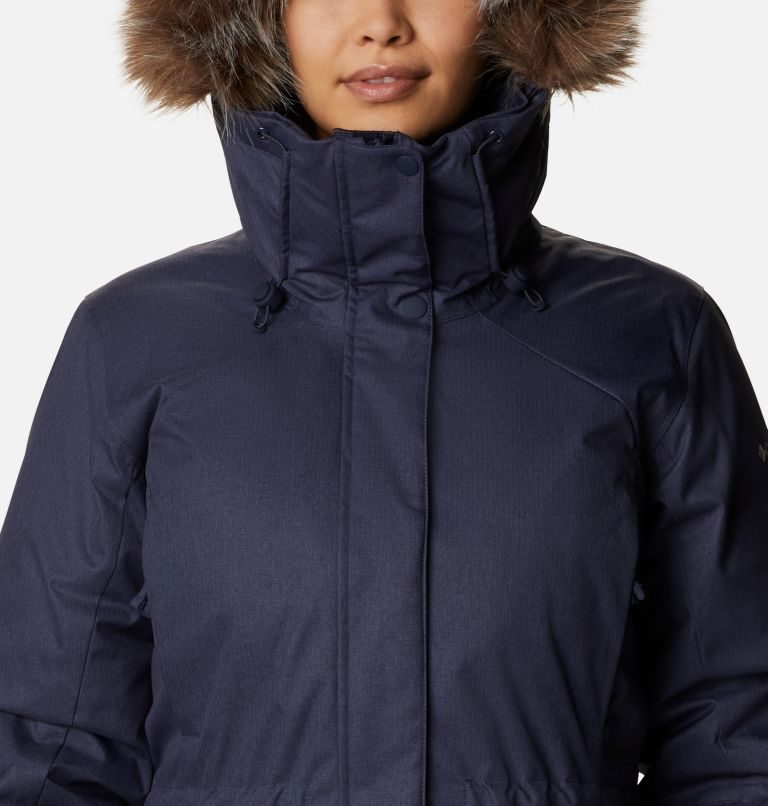 Women's Columbia Juniper Ridge Omni-Heat Infinity Down Parka Jackets Navy | CA-O0AC1