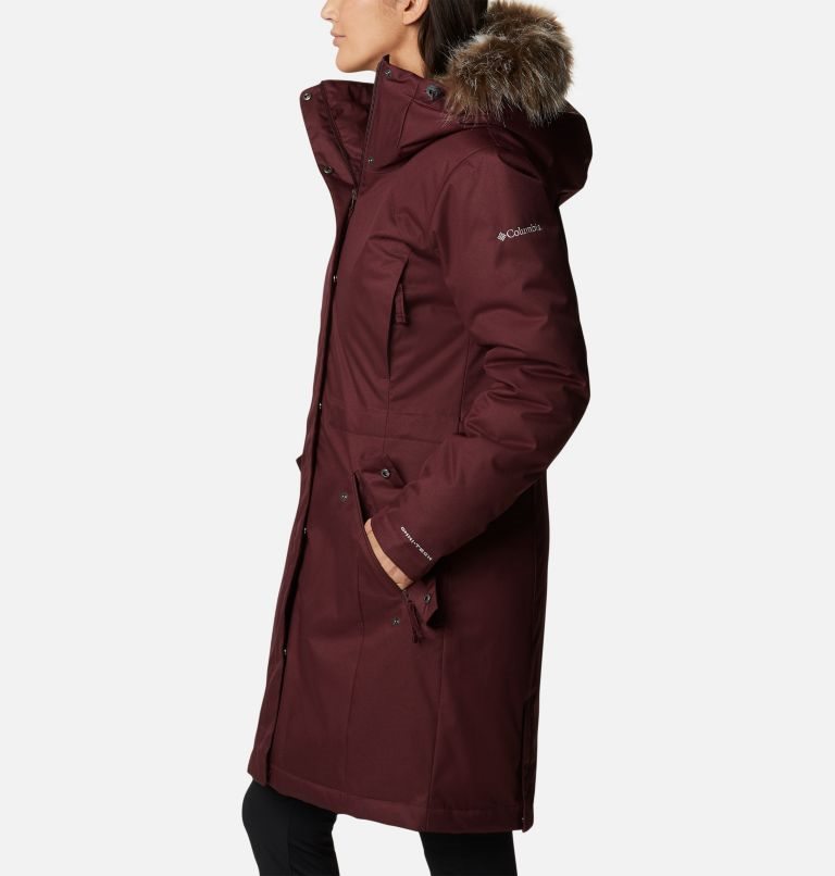Women's Columbia Juniper Ridge Omni-Heat Infinity Down Parka Jackets Burgundy | CA-S51LA