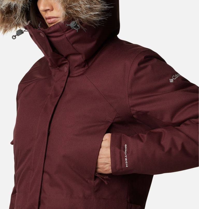 Women's Columbia Juniper Ridge Omni-Heat Infinity Down Parka Jackets Burgundy | CA-S51LA