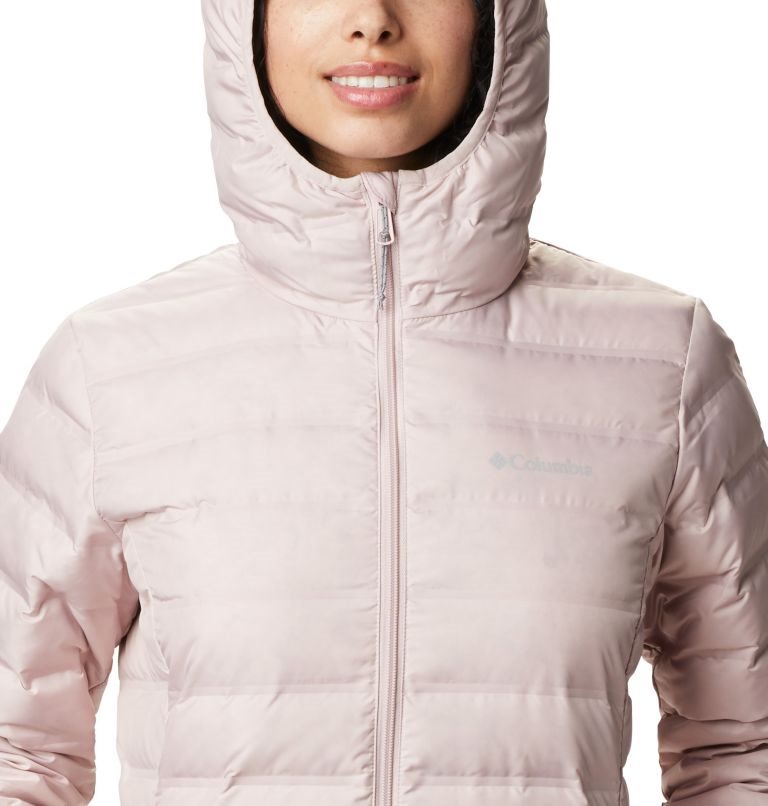 Women's Columbia Lake 22 Down Long Hooded Jackets Pink | CA-GA013
