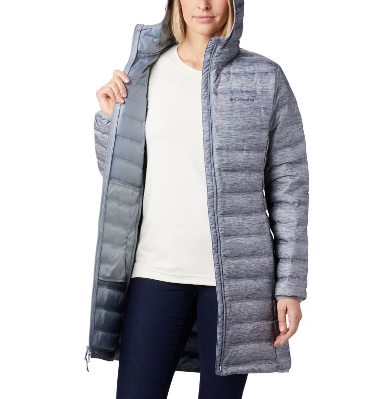 Women's Columbia Lake 22 Down Long Hooded Jackets Grey | CA-OC316