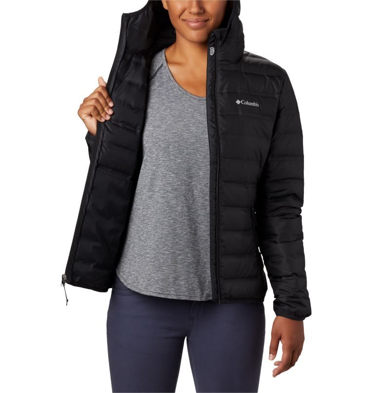 Women's Columbia Lake 22 Hooded Down Jackets Black | CA-J5L0A