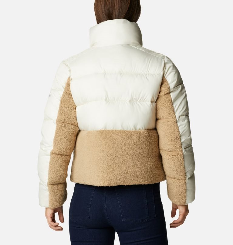 Women's Columbia Leadbetter Point Sherpa Hybrid Jackets Cream / Brown | CA-M1086
