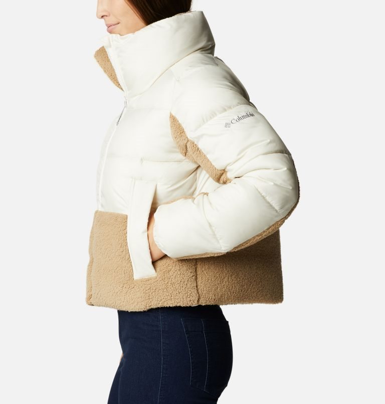 Women's Columbia Leadbetter Point Sherpa Hybrid Jackets Cream / Brown | CA-M1086