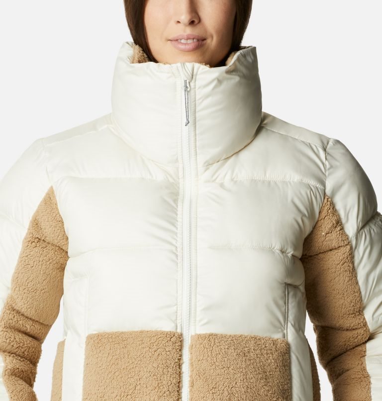 Women's Columbia Leadbetter Point Sherpa Hybrid Jackets Cream / Brown | CA-M1086