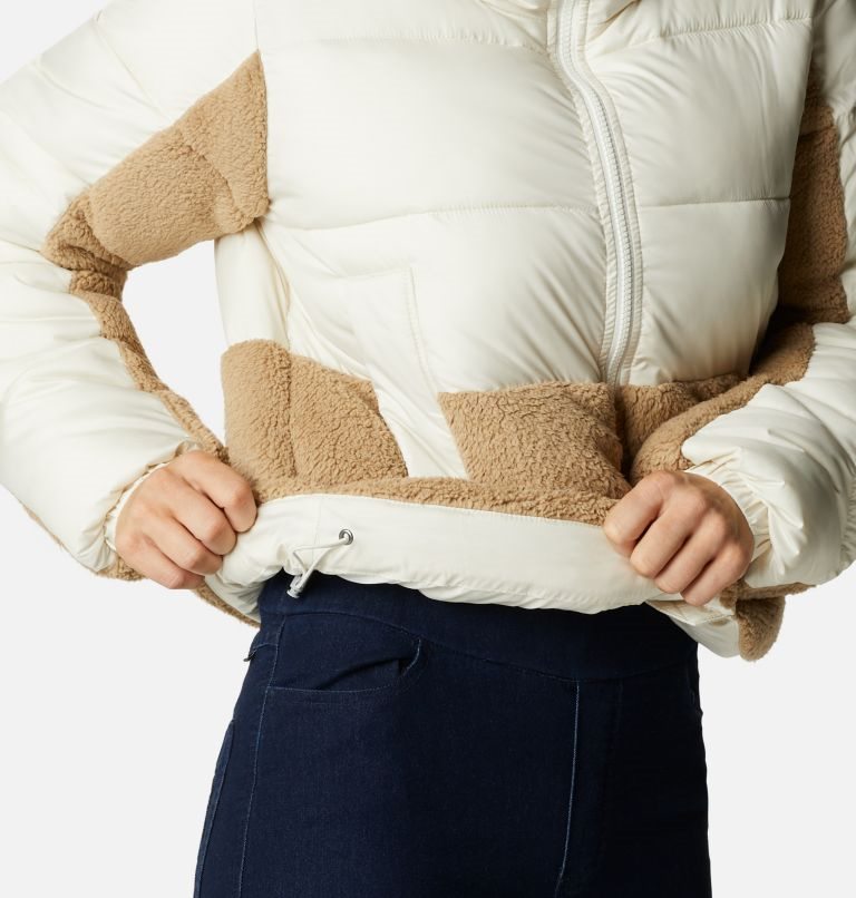 Women's Columbia Leadbetter Point Sherpa Hybrid Jackets Cream / Brown | CA-M1086