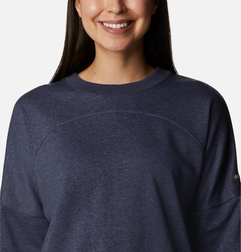 Women's Columbia Lodge French Terry Crew Sweatshirts Navy | CA-FA365