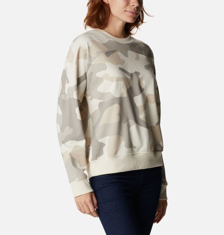 Women's Columbia Lodge French Terry Crew Sweatshirts Camo | CA-YLA54