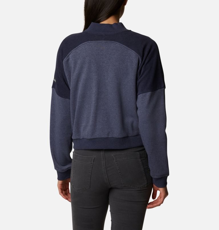Women's Columbia Lodge French Terry Full Zip Jackets Navy | CA-A3A01
