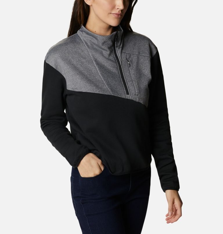 Women's Columbia Lodge Hybrid Sweatshirts Grey / Black | CA-V06CL