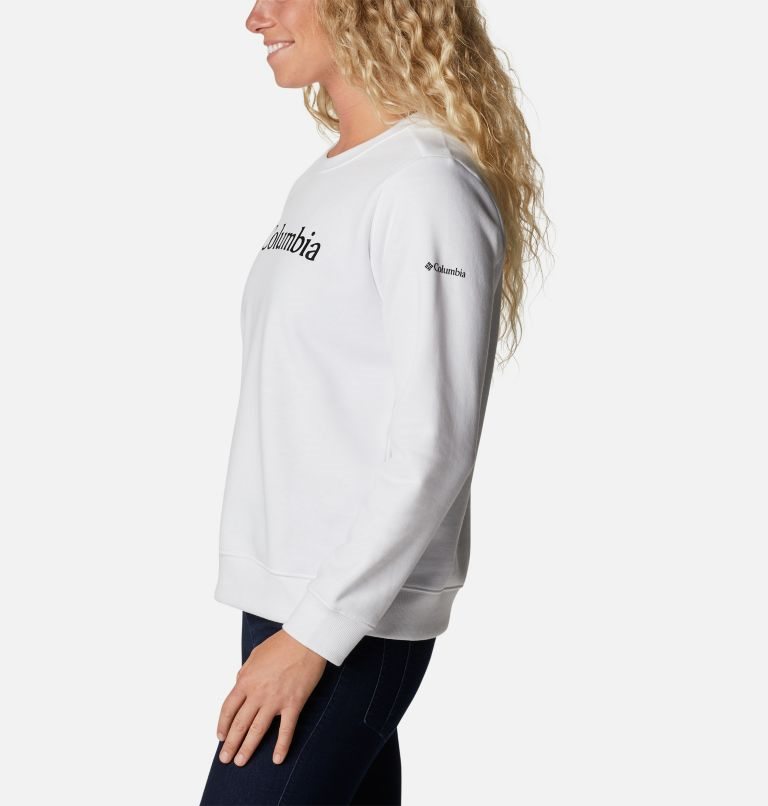 Women's Columbia Logo Crew Sweatshirts White | CA-I4C0A