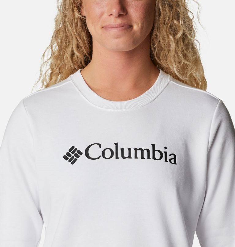 Women's Columbia Logo Crew Sweatshirts White | CA-I4C0A