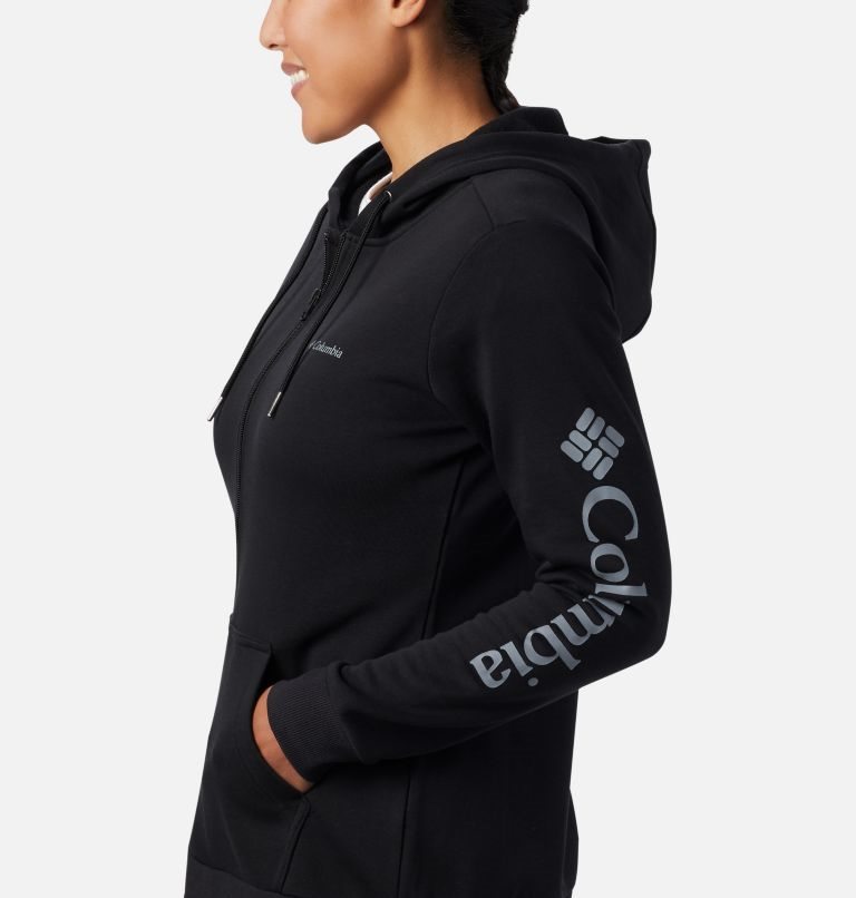 Women's Columbia Logo Full Zip Hoodie Black | CA-YL013