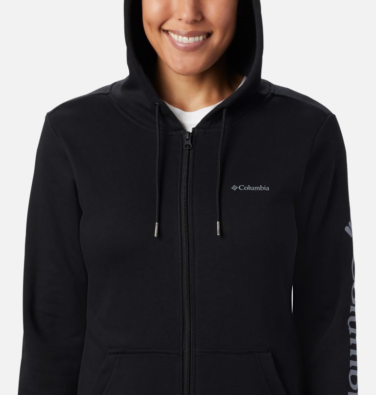 Women's Columbia Logo Full Zip Hoodie Black | CA-YL013