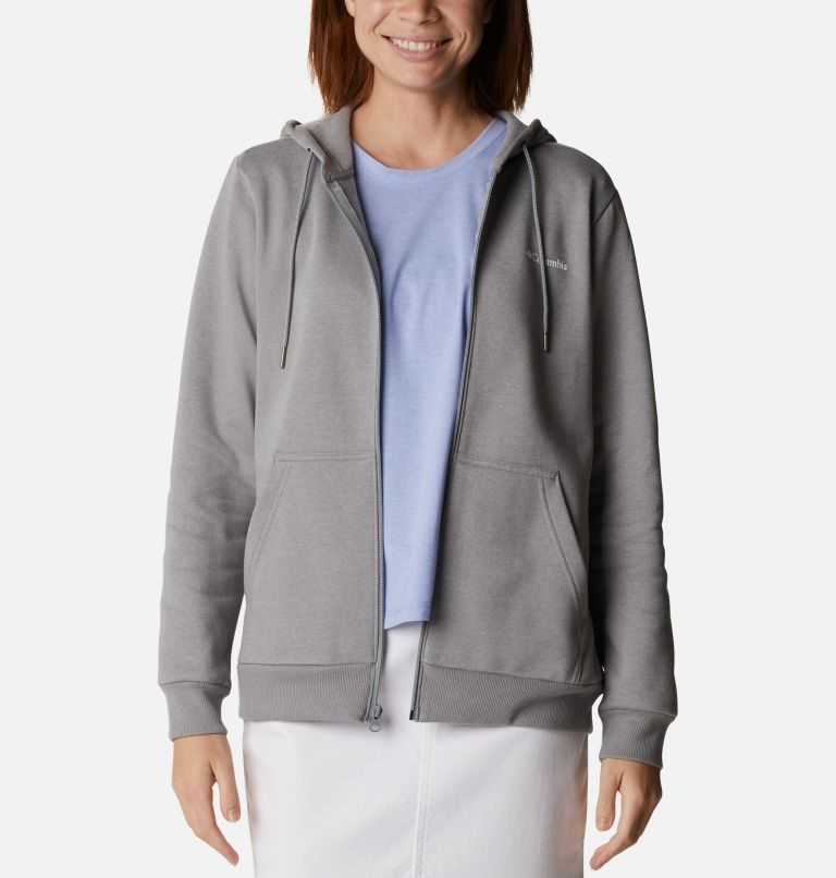 Women's Columbia Logo Full Zip Hoodie Grey | CA-V634C