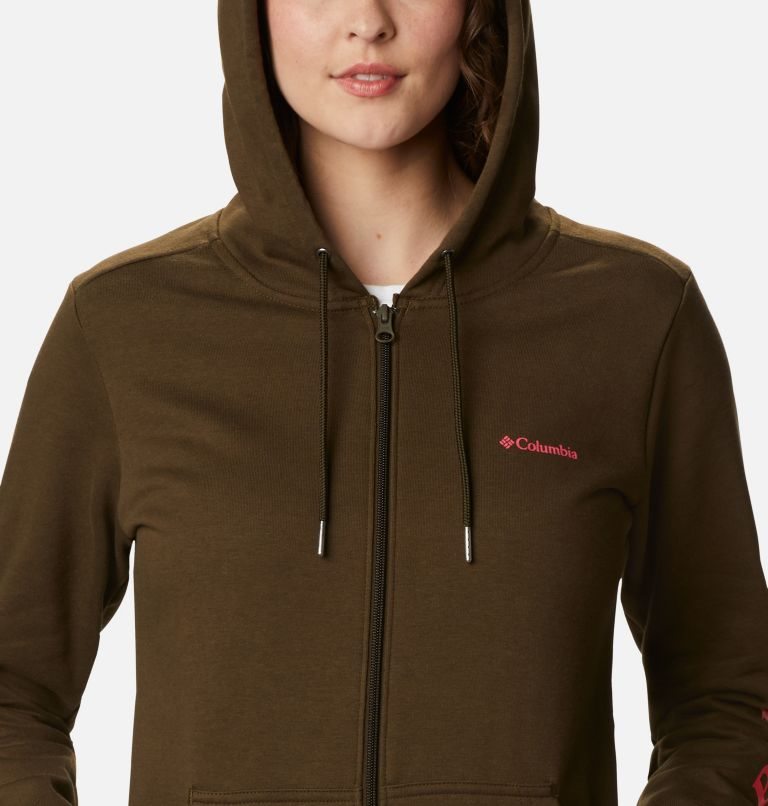 Women's Columbia Logo Full Zip Hoodie Olive | CA-V8C45