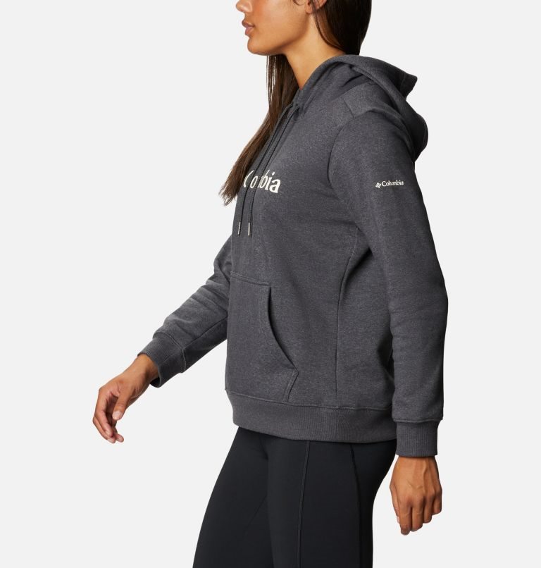 Women's Columbia Logo Hoodie Dark Grey | CA-IL163