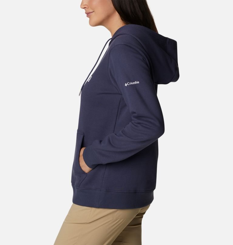 Women's Columbia Logo Hoodie Navy | CA-G8A65
